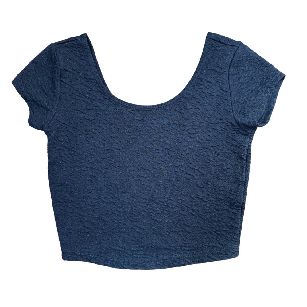 Garage Black Textured Small Scoop Neck Crop Top